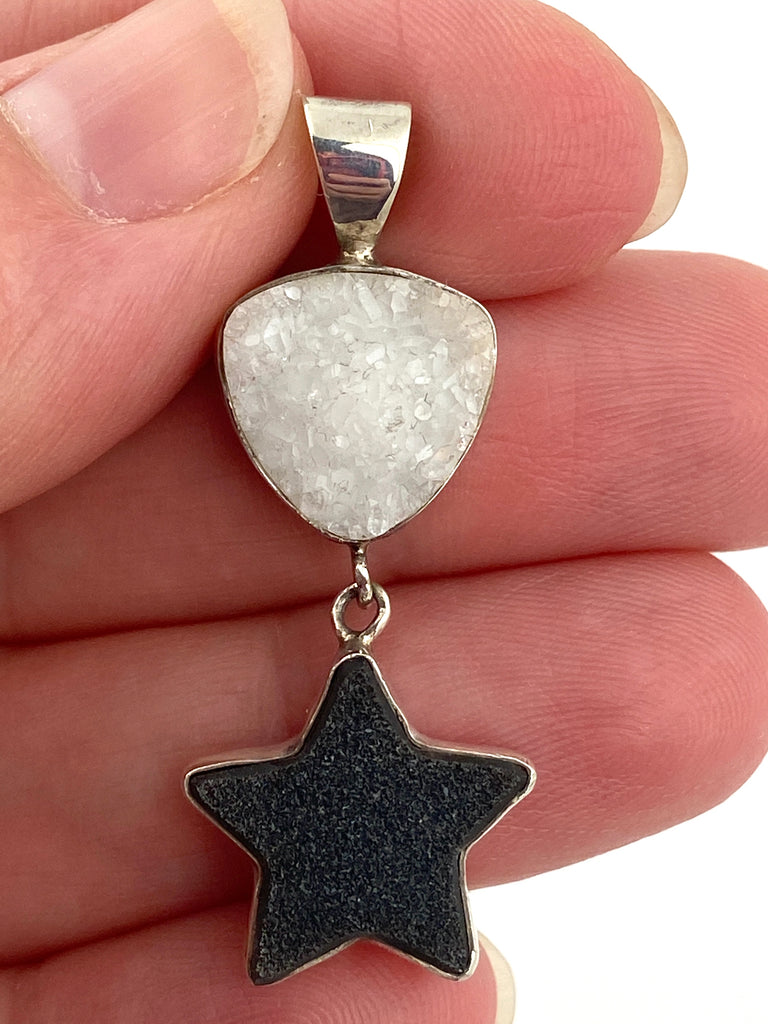 White + Black Drusy Pendant