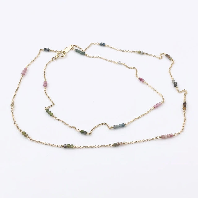 Sapphire Bead Station Necklace