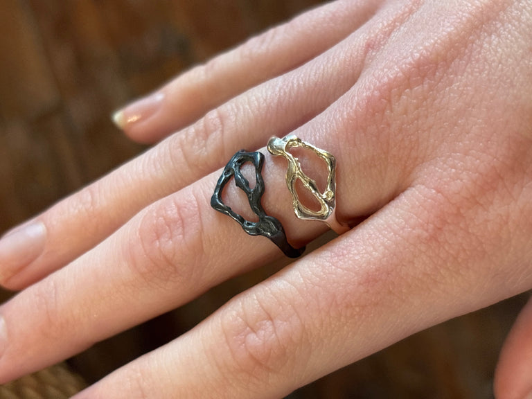 Hammered Silver Asymmetric Ring