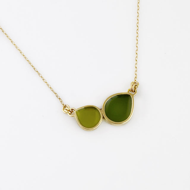 Green Opposing Pears Pendant Necklace