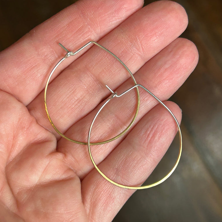 Pear Shaped Wire Hoop Earrings