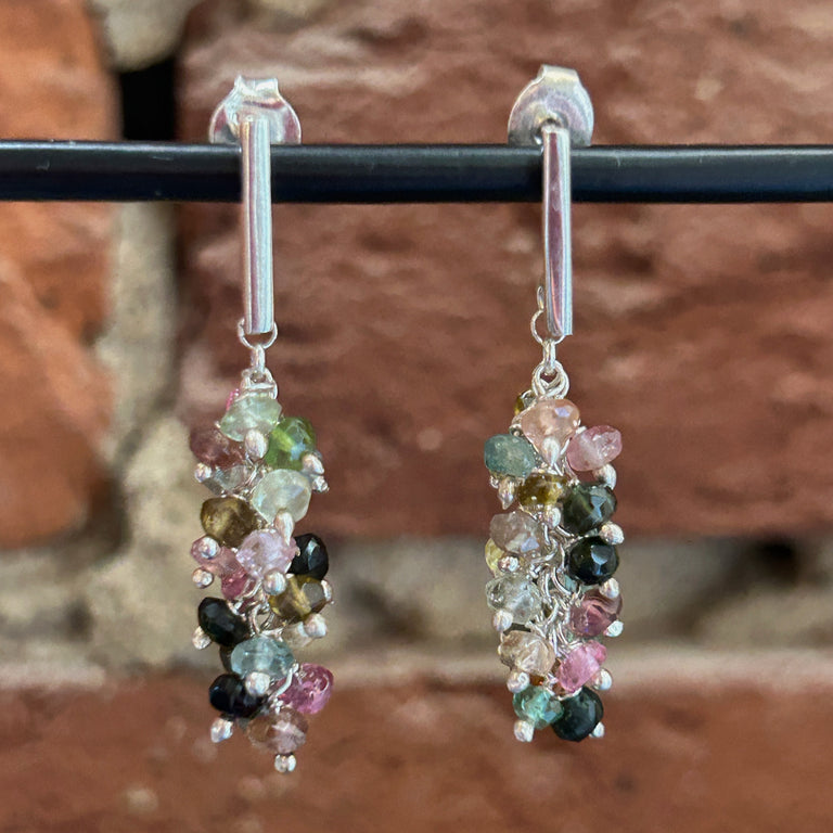 Fluorite Bead Cluster Earrings