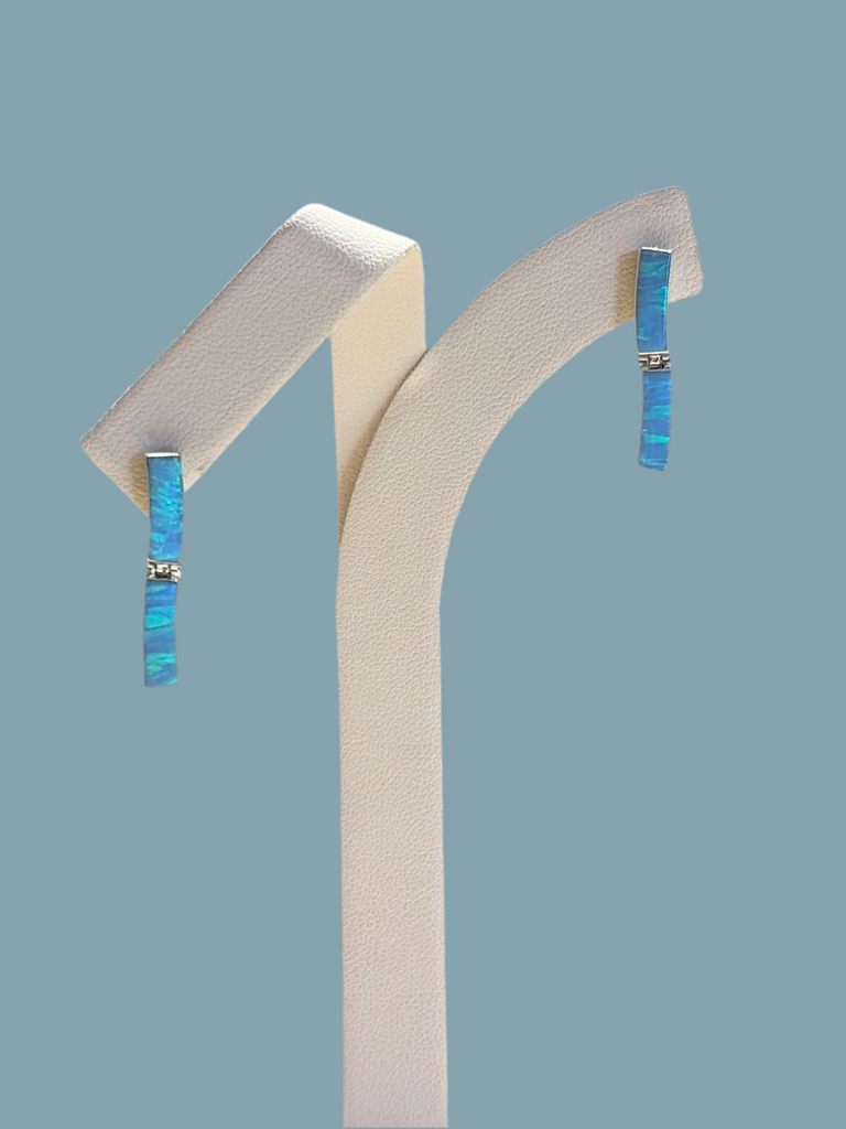 Blue Opal Links Earrings