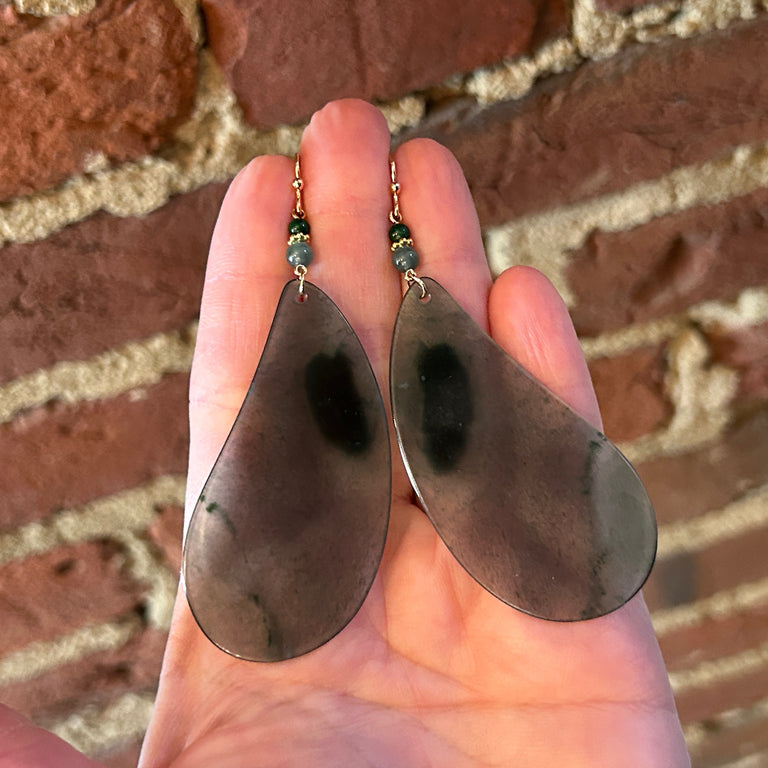 Translucent Guatemalan Jade Slice Earrings