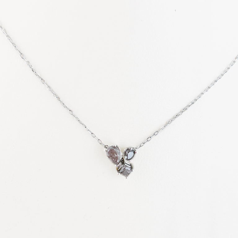 Natural Purple Botswana Diamond Cluster Pendant Necklace