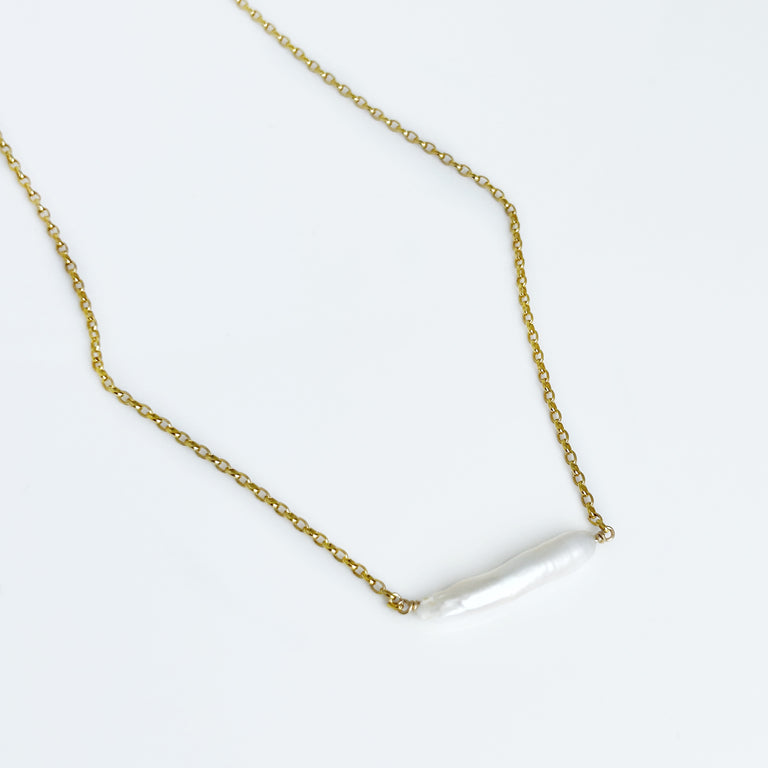 White Cultured Stick Pearl Pendant Necklace