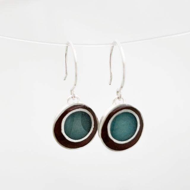 Brown + Blue Nesting Circle Earrings