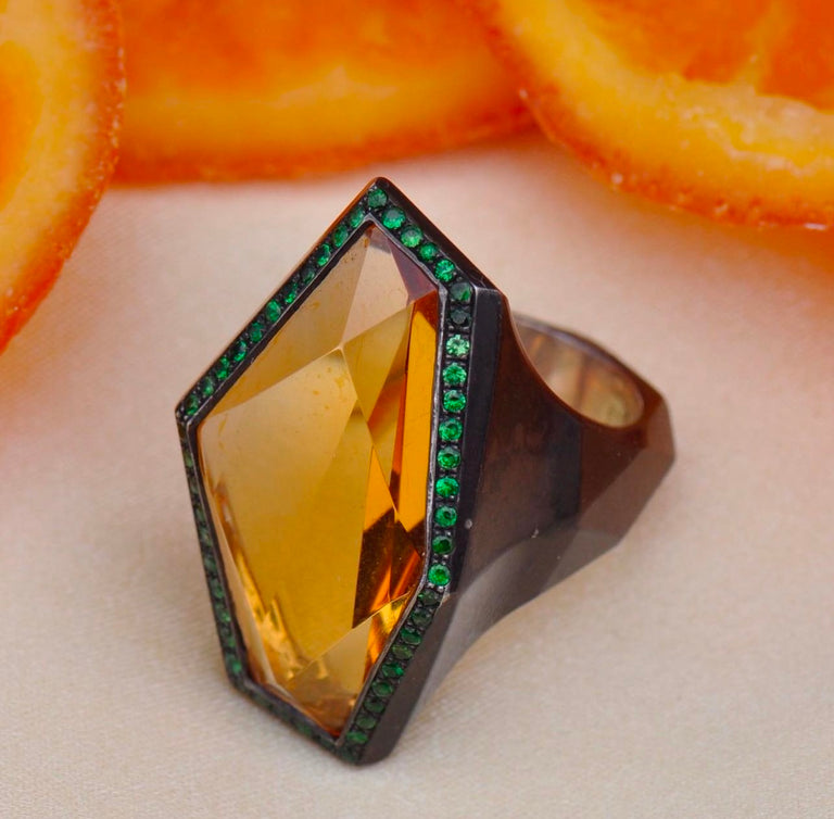 Citrine + Tsavorite Garnet Ring