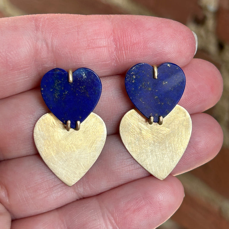 Lapis Lazuli Two Hearts Earrings