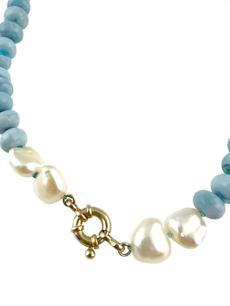 Blue Opal & Pearl Necklace