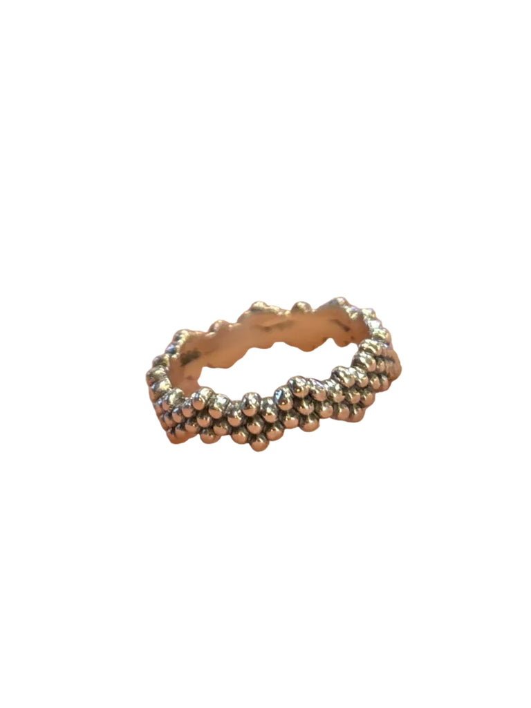 Granulated Silver Floral Garland Ring