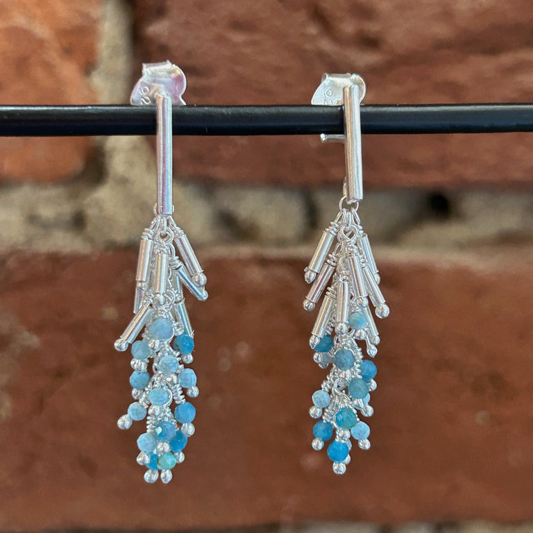 Apatite + Turquoise Bead Fringe Earrings