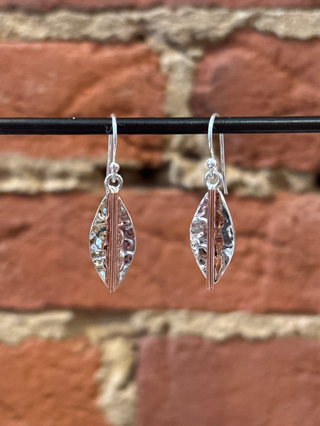 Sterling Silver + Copper Leaf Earrings