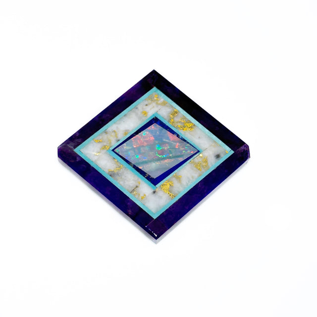 Unset Rhombus Intarsia Pendant