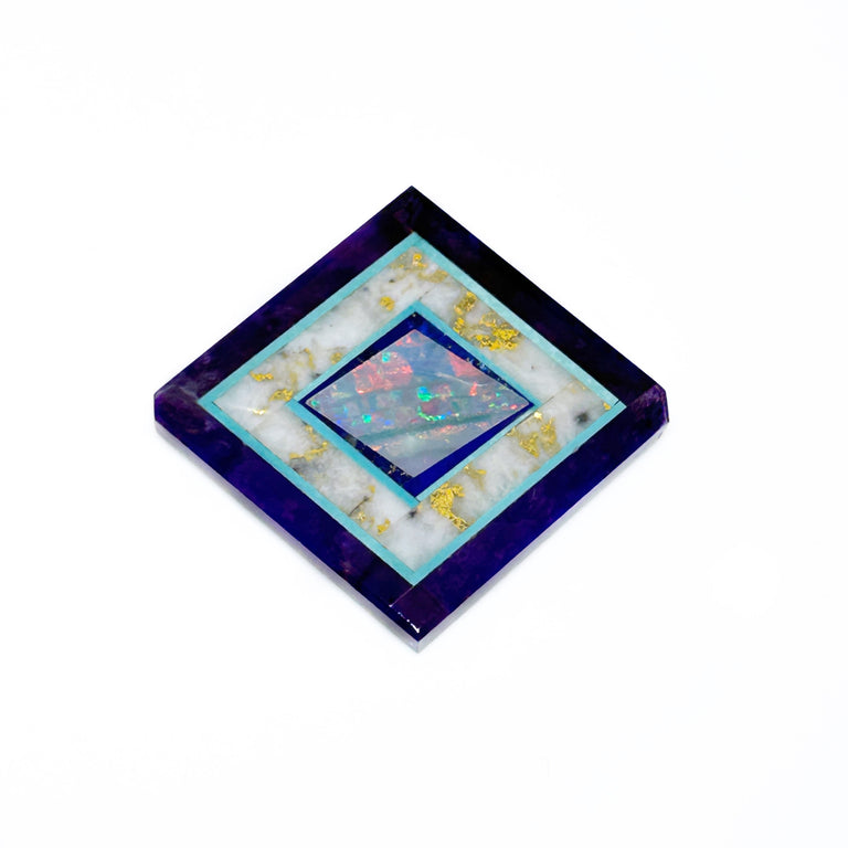 Unset Rhombus Intarsia Pendant