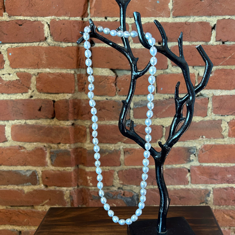Silver Grey Pearl Opera Necklace