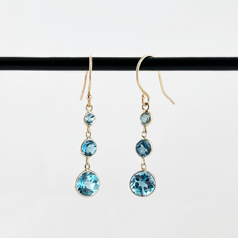 Triple Swiss Blue Topaz Earrings