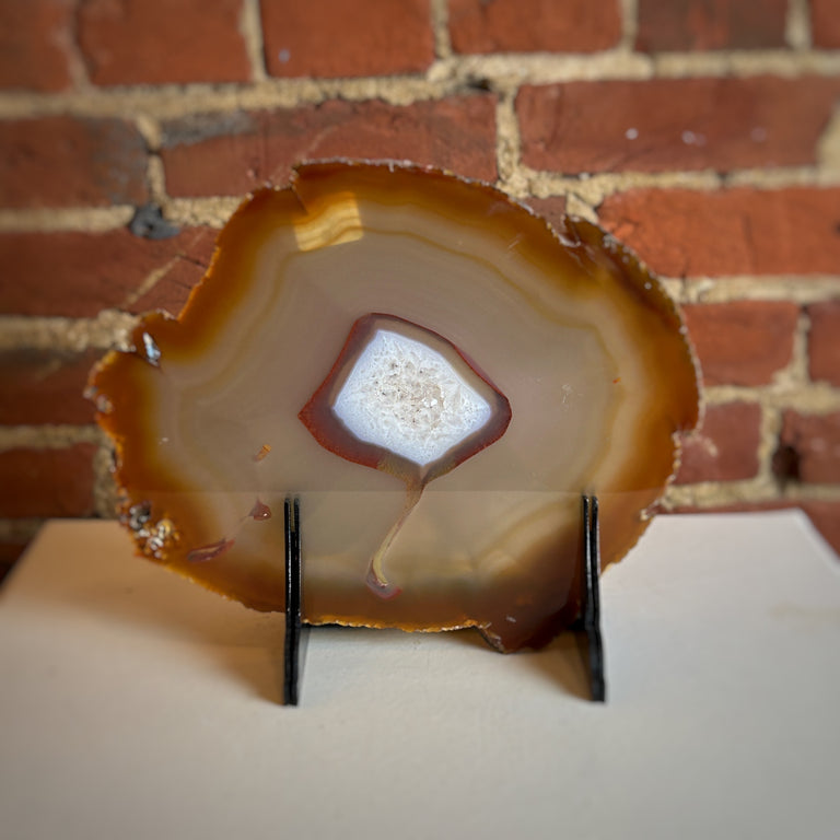 Agate Plate on Wooden Stand