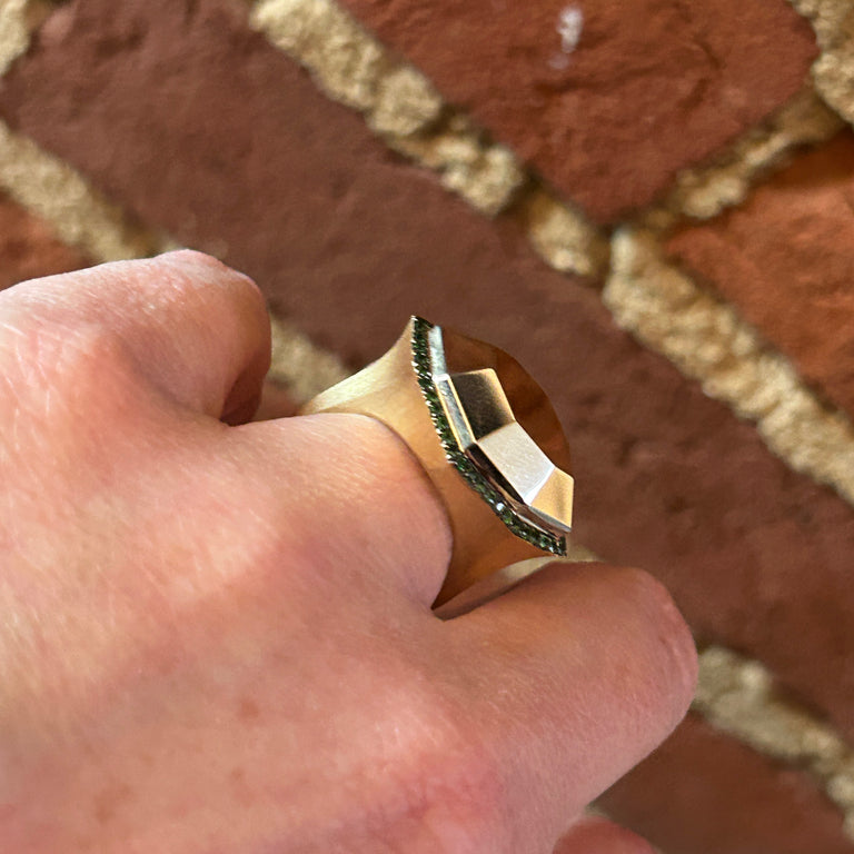 Yellow Gold + Tsavorite Garnet Ring