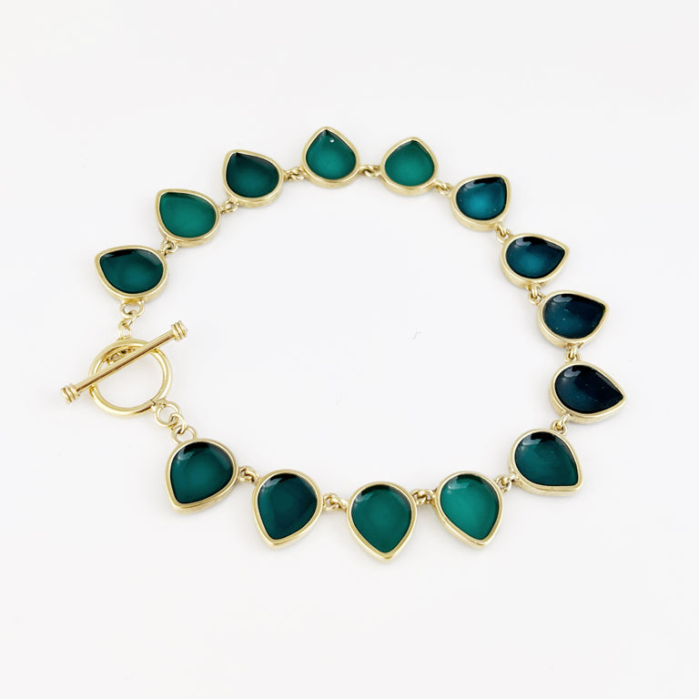 Golden Teal Petals Bracelet