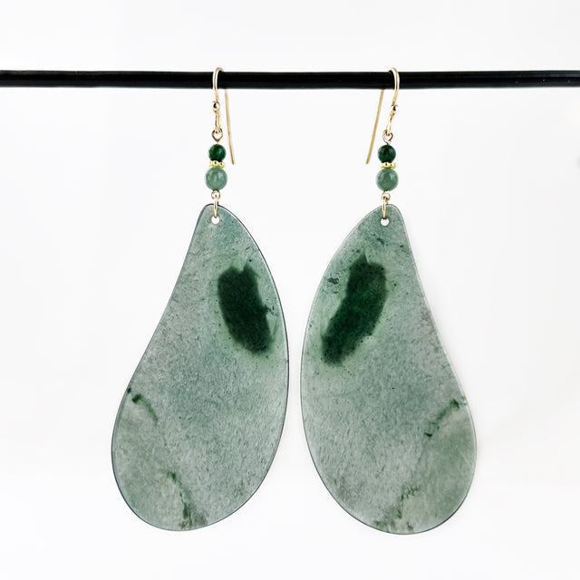Translucent Guatemalan Jade Slice Earrings