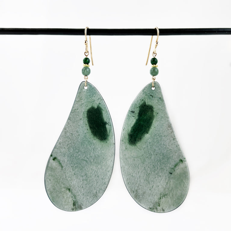 Translucent Guatemalan Jade Slice Earrings