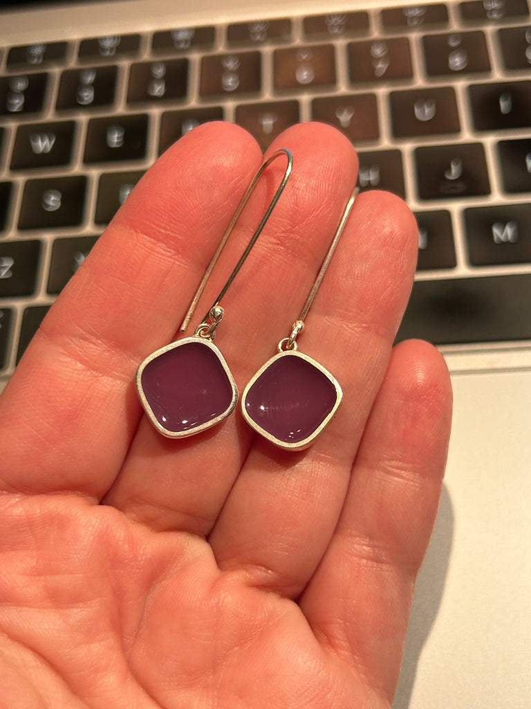 Purple Square Earrings