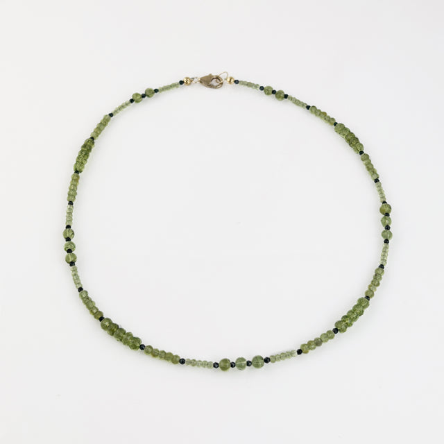 Peridot + Black Spinel "Kiwifruit" Bead Necklace