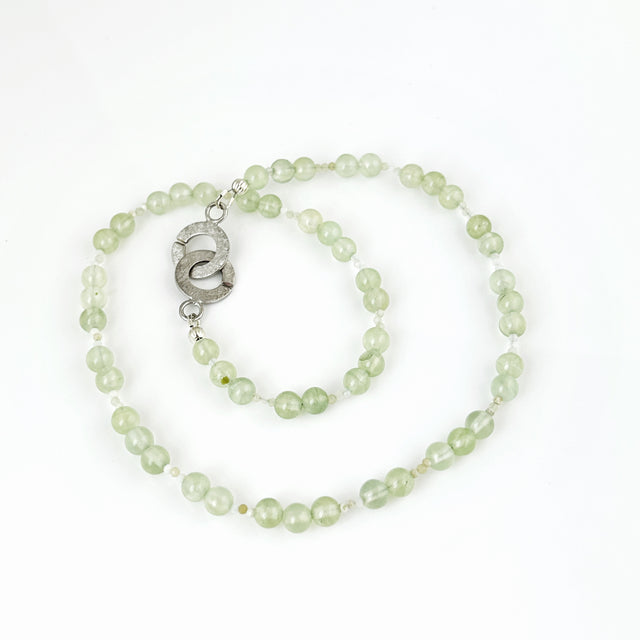 Prehnite + Green Opal Bead Necklace