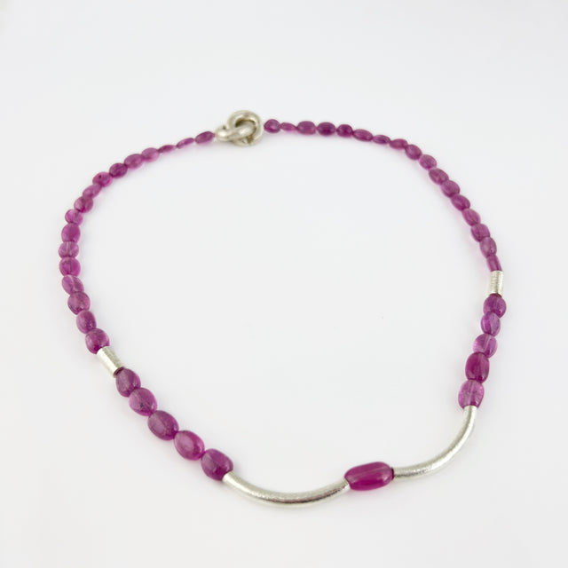 Pink Sapphire Bead Necklace