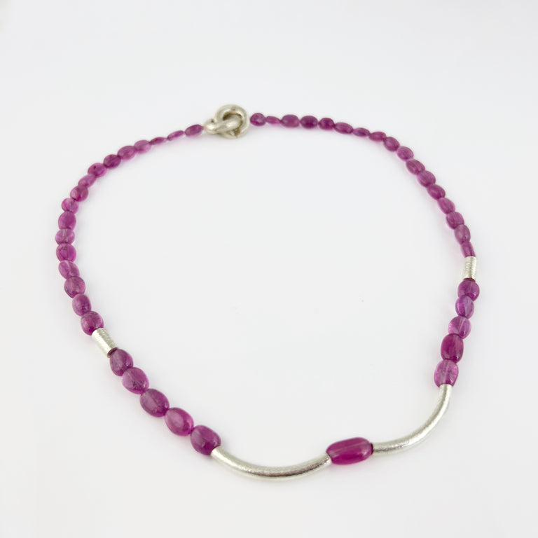 Pink Sapphire Bead Necklace