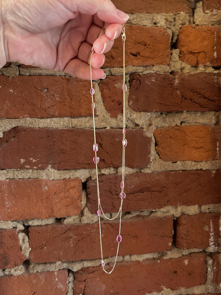 Pink Sapphire Station Necklace