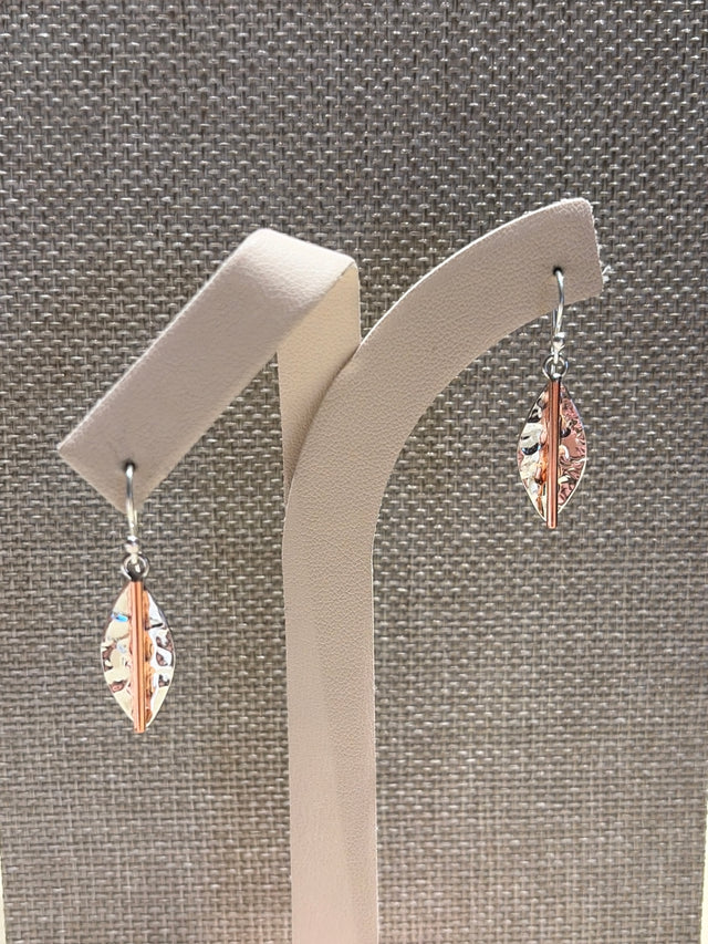 Sterling Silver + Copper Leaf Earrings