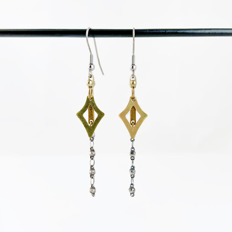 Rhombus + Chain Earrings