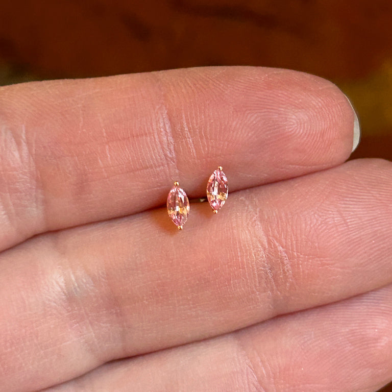 Tiny Pink Sapphire Marquis Earrings