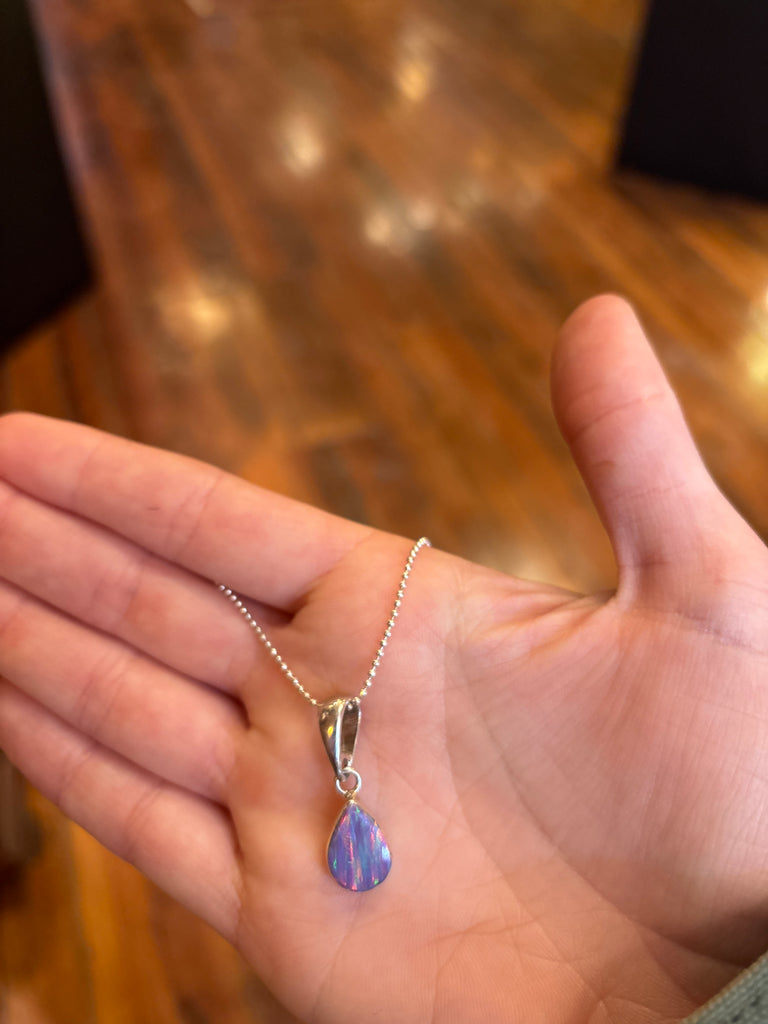 Lilac Opal Teardrop Pendant Necklace