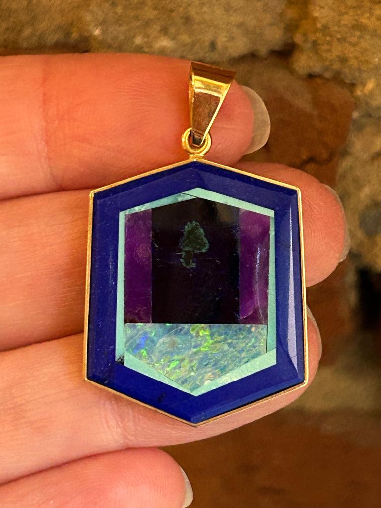 Hexagonal Intarsia Pendant