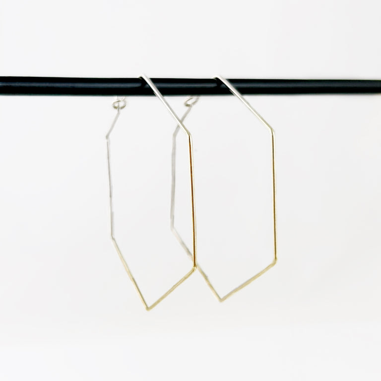 Hexagon Wire Hoop Earrings