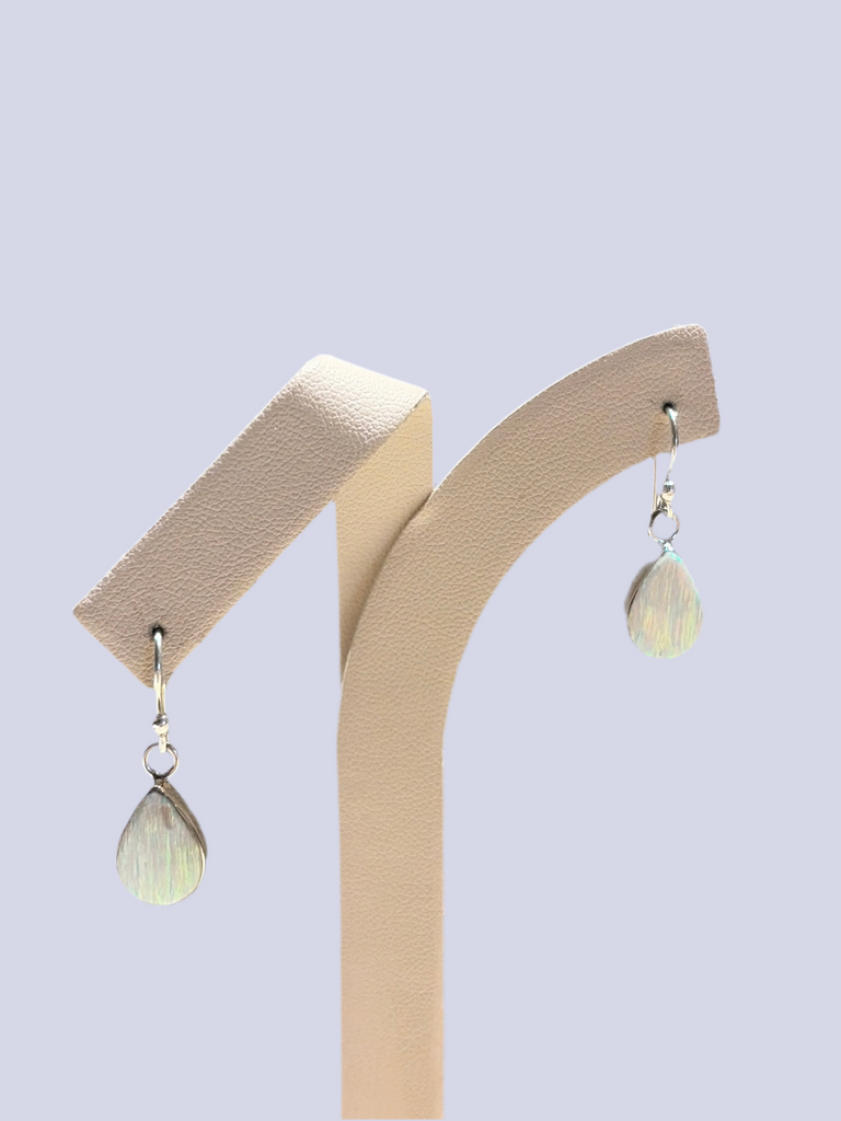 White Opal Teardrop Earrings