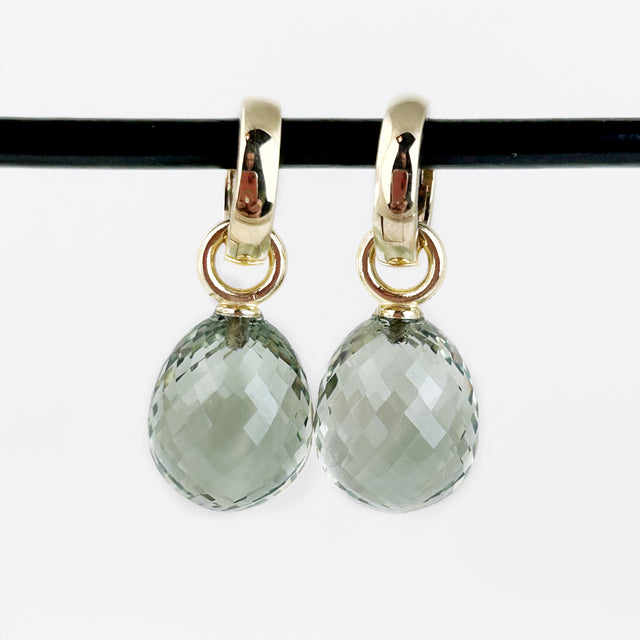 Faceted Green Quartz Drop Earring Charms
