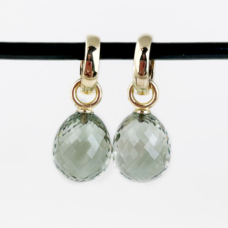 Faceted Green Quartz Drop Earring Charms