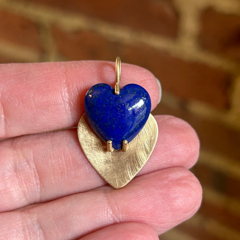 Lapis Lazuli Two Hearts Pendant
