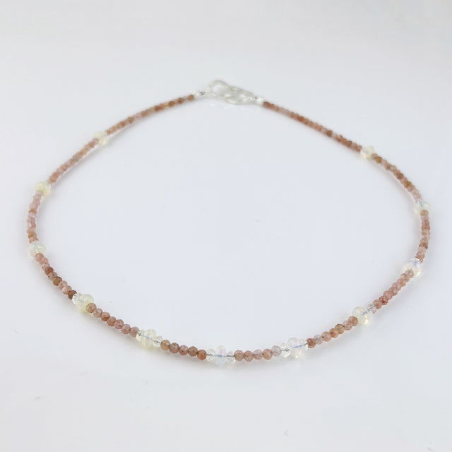 Moonstone + Pink Opal Bead Necklace