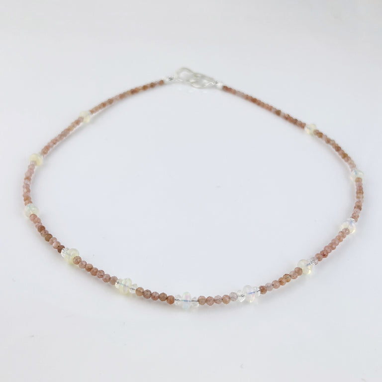 Moonstone + Pink Opal Bead Necklace