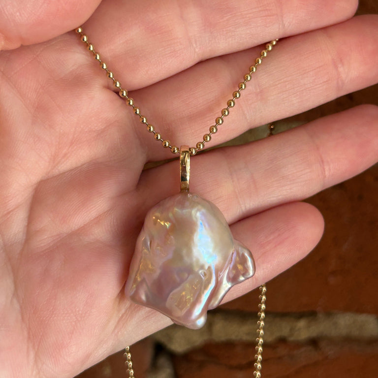 Large Pink Baroque Pearl Pendant
