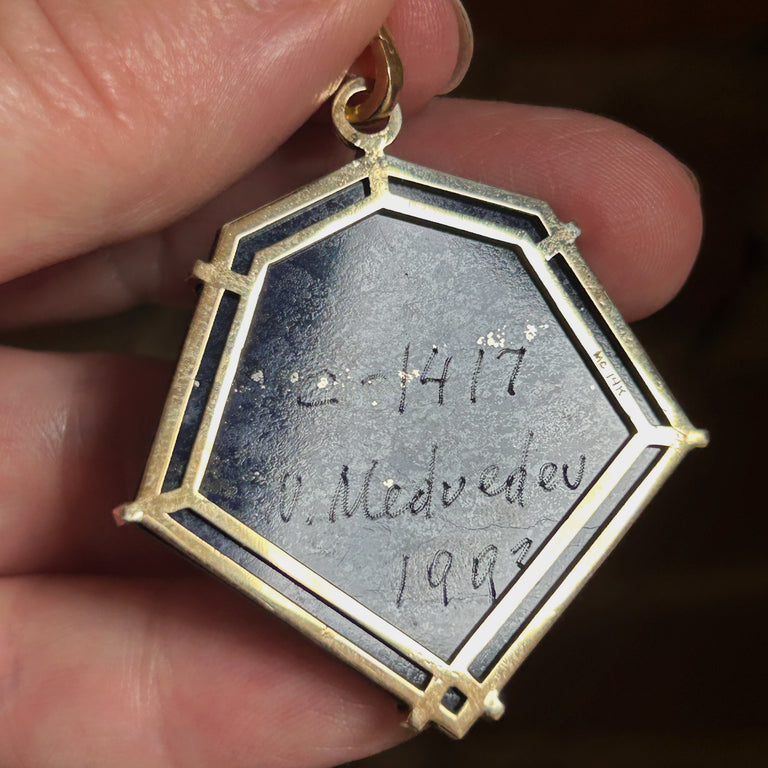 Large Hexagonal Intarsia Pendant