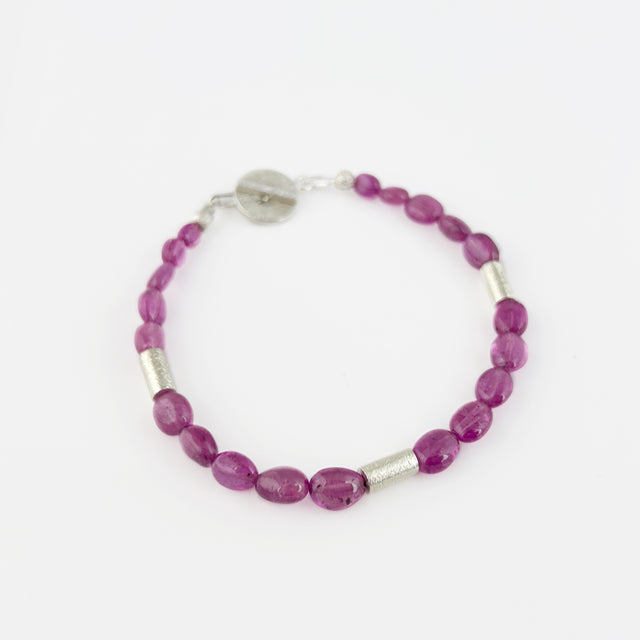 Pink Sapphire  Bead Bracelet