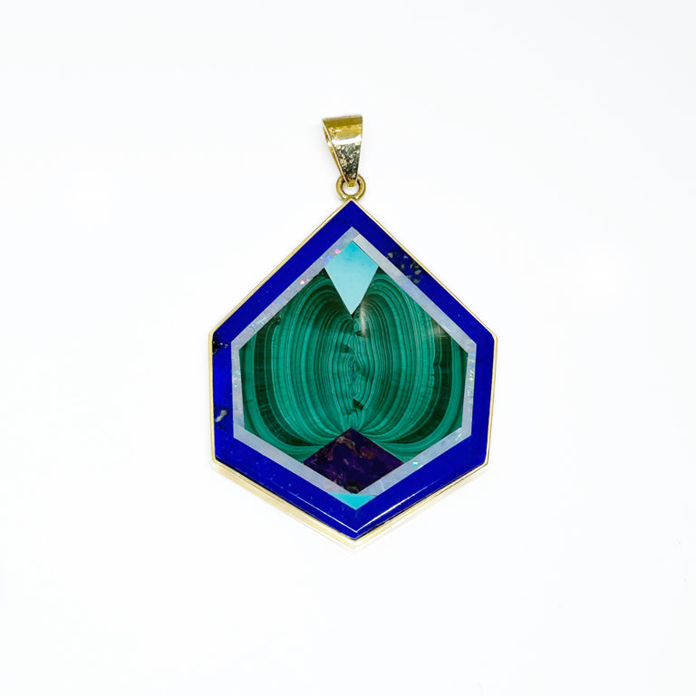 Hexagonal Intarsia Pendant