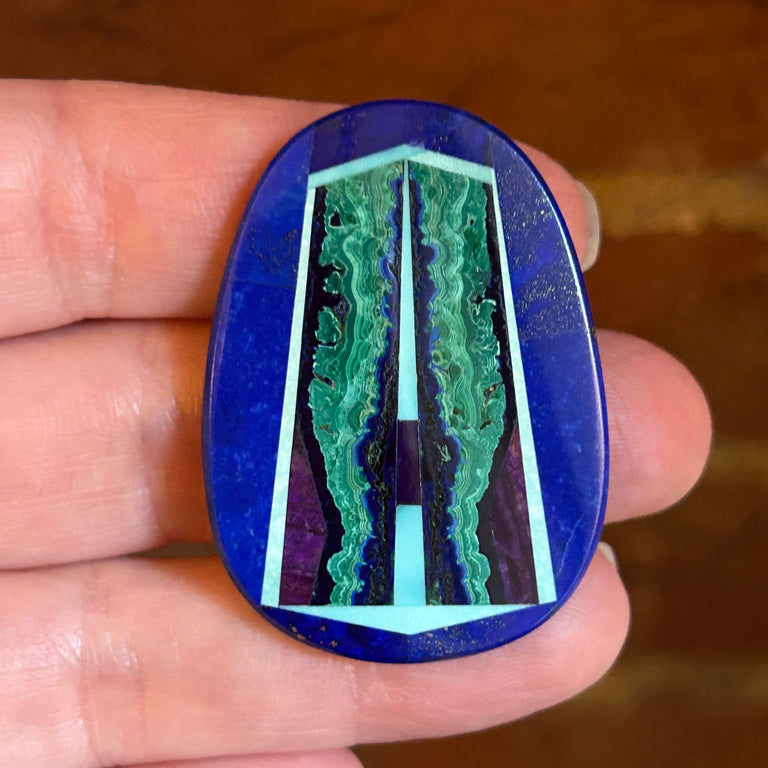 Unset Ovoid Intarsia Pendant