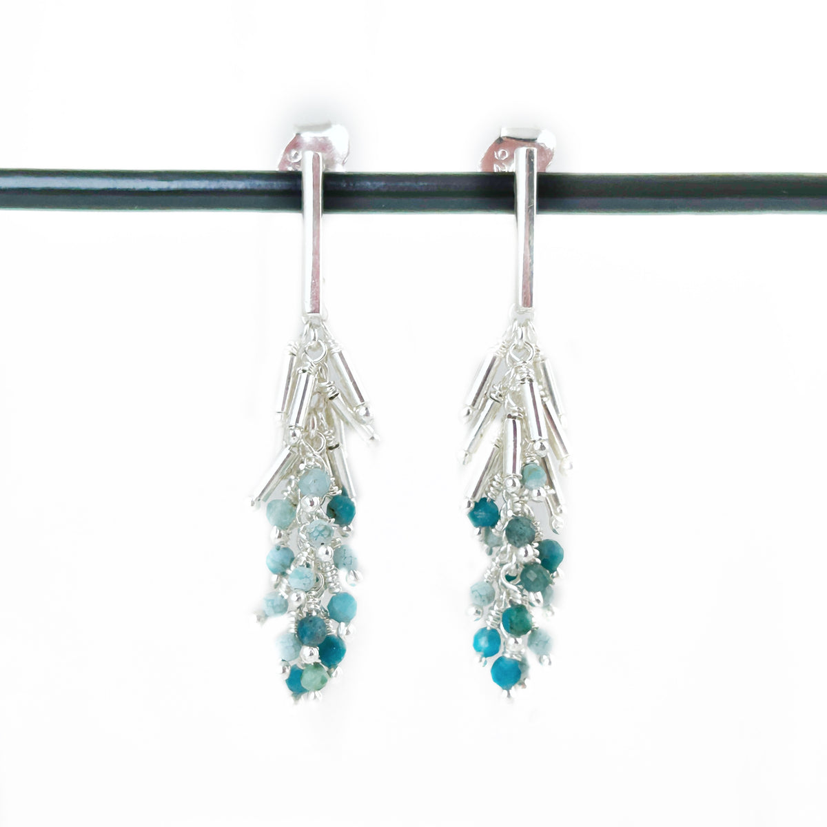 Apatite + Turquoise Bead Fringe Earrings